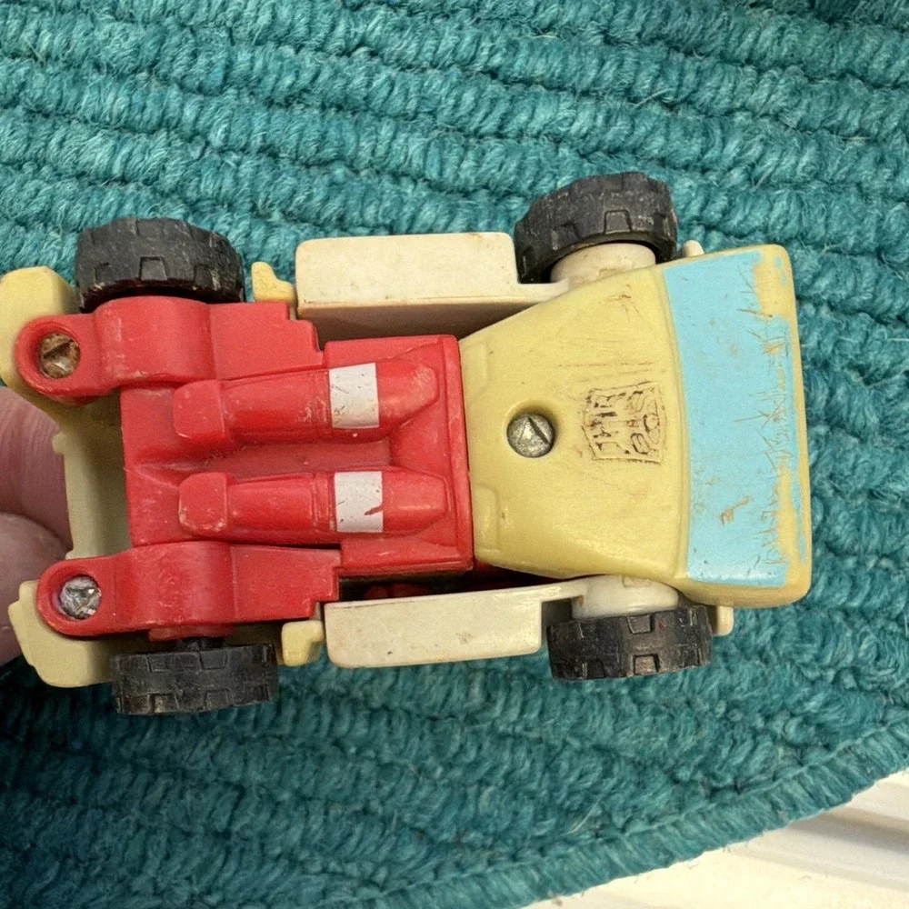 Vintage Toy Vehicle w/ Driver Figure Red White Yellow Van/Truck